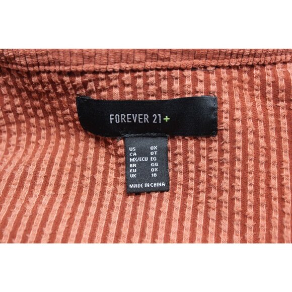 Forever‎ 21+ women's terracotta textured hi-lo corduroy shirt jacket shacket 0X - Picture 7 of 9